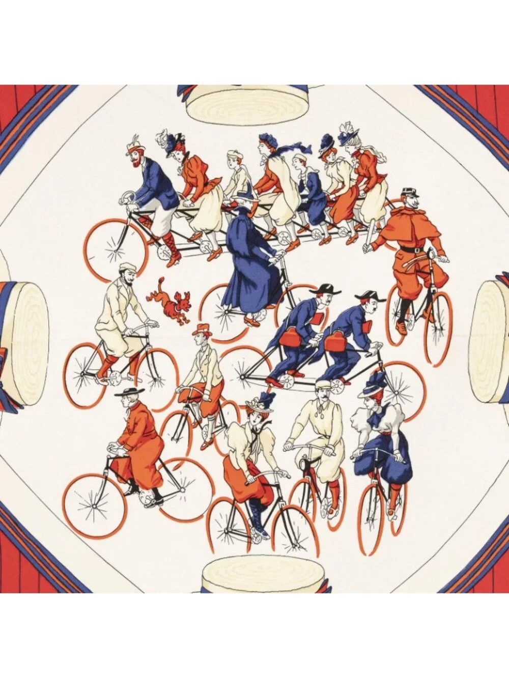 Hermes Scarf Navy Red White Twill Silk